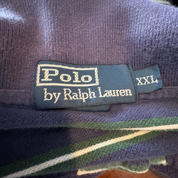 Polo Ralph Lauren Striped Polo Shirt XXL Purple Green Pink Pony Cotton - Picture 3 of 3